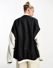 Load image into Gallery viewer, HUGO Flesia oversized varsity style jacket black