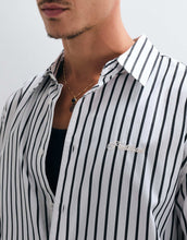 Load image into Gallery viewer, Prohibited script pocket long sleeve shirt white black stripe