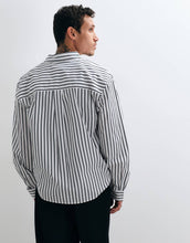 Load image into Gallery viewer, Prohibited script pocket long sleeve shirt white black stripe
