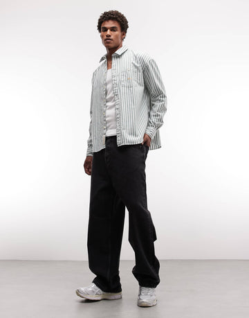 BLKVIS script heavy stripe shirt green