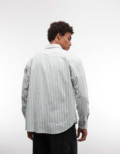 Load image into Gallery viewer, BLKVIS script heavy stripe shirt green