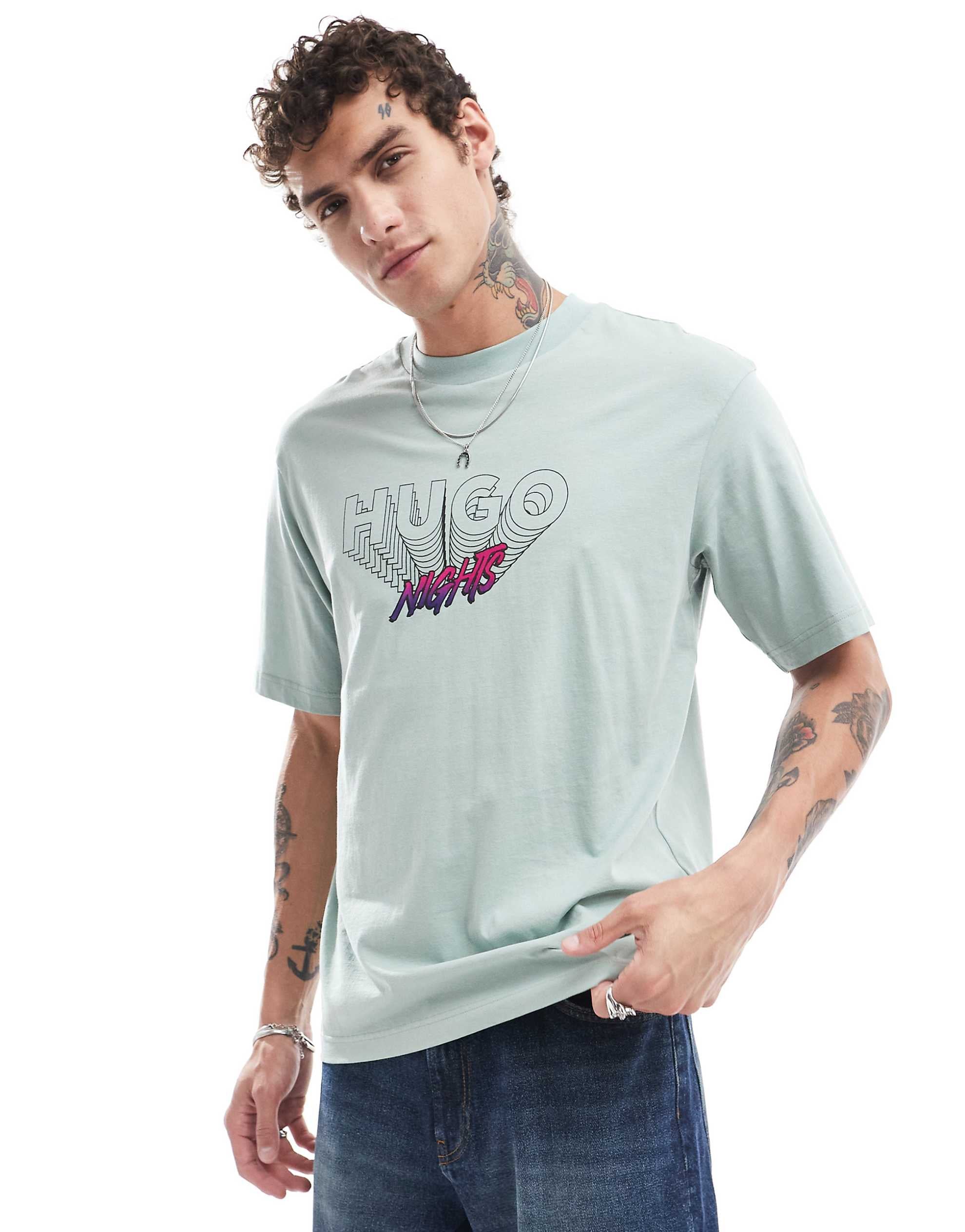 HUGO Blue nassano t-shirt in light green