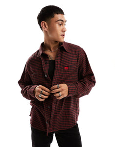 HUGO Erato oversized check shirt red