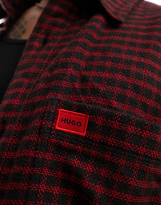 HUGO Erato oversized check shirt red