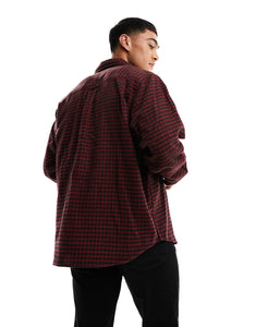 HUGO Erato oversized check shirt red