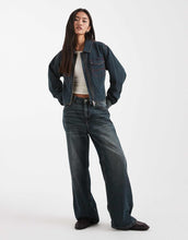 Load image into Gallery viewer, COLLUSION Circular Design Collection fitted zip jacket green cast wash