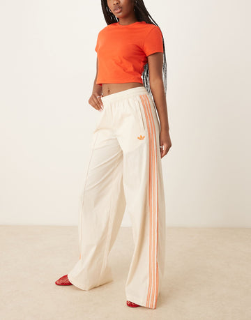 adidas Originals crochet 3 stripe track pants off white