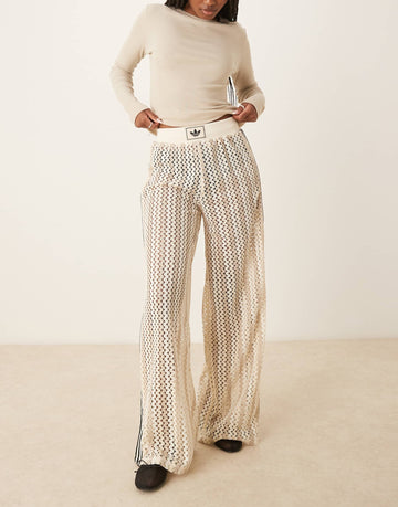 adidas Originals crochet track pants white