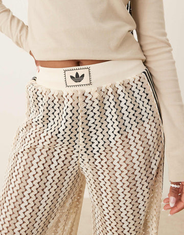 adidas Originals crochet track pants white