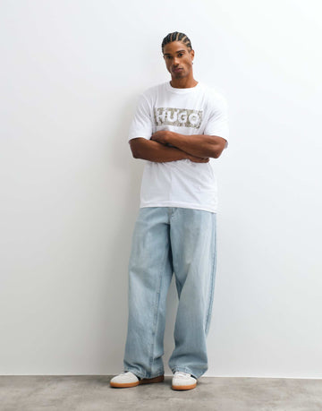 HUGO Blue Nerpient regular fit chest logo t-shirt white.