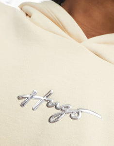 HUGO Dephana_1 crop logo hoodie cream