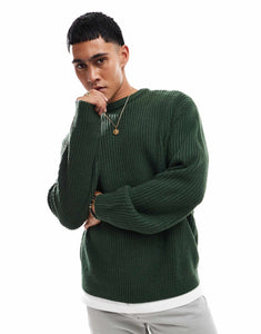 DESIGN oversized rib jumper dark green