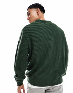 DESIGN oversized rib jumper dark green