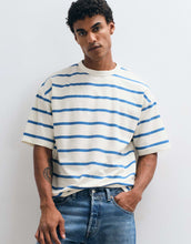 Load image into Gallery viewer, DESIGN  heavyweight oversized t-shirt  blue stripes.