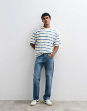 Load image into Gallery viewer, DESIGN  heavyweight oversized t-shirt  blue stripes.