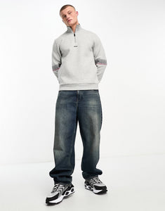 BOSS Green Sweat 1/4 zip sweatshirt grey