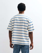 Load image into Gallery viewer, DESIGN  heavyweight oversized t-shirt  blue stripes.