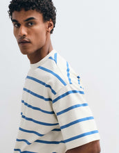 Load image into Gallery viewer, DESIGN  heavyweight oversized t-shirt  blue stripes.