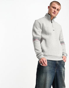 BOSS Green Sweat 1/4 zip sweatshirt grey