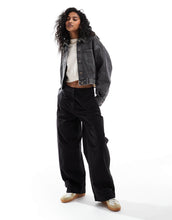 Load image into Gallery viewer, ONLY reworked cropped denim jacket washed black