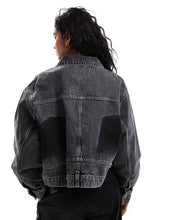 Load image into Gallery viewer, ONLY reworked cropped denim jacket washed black
