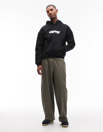 Obey bounce heavyweight oversized pullover hoodie black