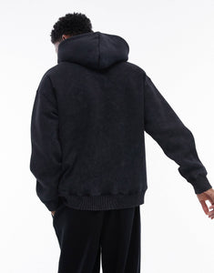 Topman oversized hoodie hand shake embroidery charcoal