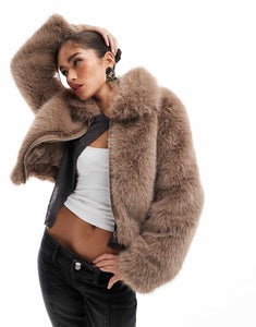 DESIGN faux fur bomber jacket mink