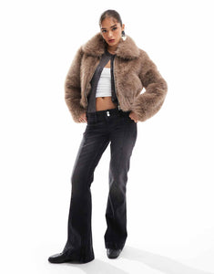 DESIGN faux fur bomber jacket mink