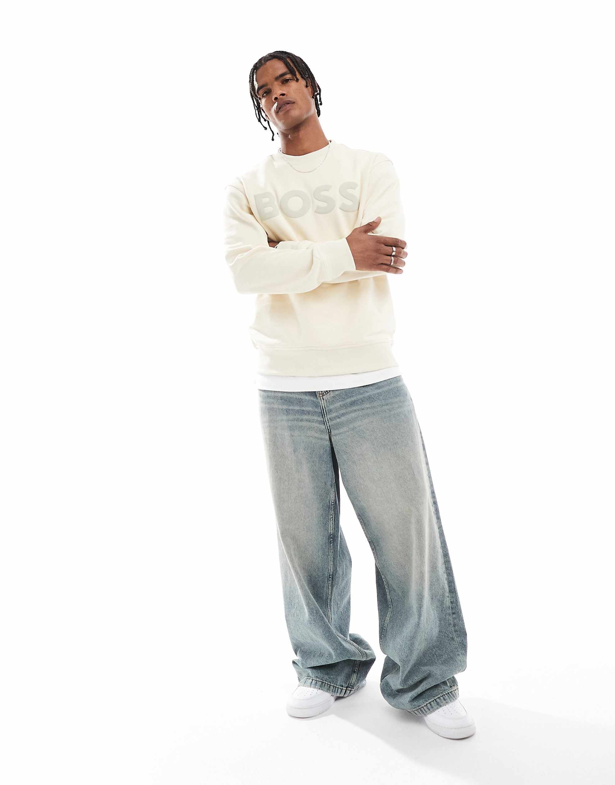 Boss Orange chest logo sweatshirt cream