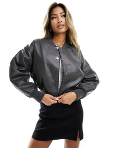 River Island cropped bomber jacket dark grey