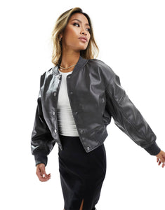 River Island cropped bomber jacket dark grey