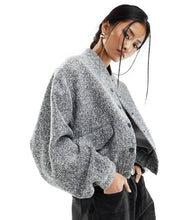 Load image into Gallery viewer, River Island co-ord wool bomber jacket grey