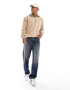 HUGO Blue neeler half zip sweatshirt beige