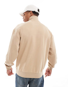 HUGO Blue neeler half zip sweatshirt beige