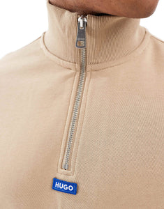 HUGO Blue neeler half zip sweatshirt beige