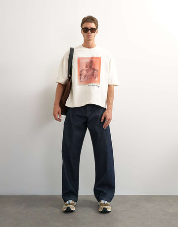 Topman x Paul Majek abstract portrait graphic t-shirt embroidery ecru