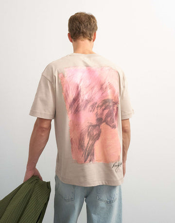 Topman x Paul Majek relaxed fit abstract painting back graphic t-shirt embroidery stone.