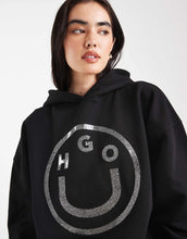 Load image into Gallery viewer, HUGO BLUE Dolasa glitter gel logo relaxed fit hoodie black