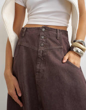 Load image into Gallery viewer, Topshop button front barrel maxi skirt chocolate