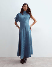 Load image into Gallery viewer, ARRANGE seam detail denim maxi dress mid wash blue