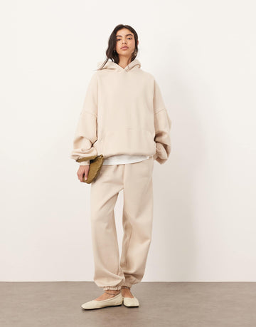 ARRANGE oversized premium heavy weight hoodie jogger cuff oatmeal