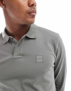 BOSS Orange passerby long sleeve polo shirt grey