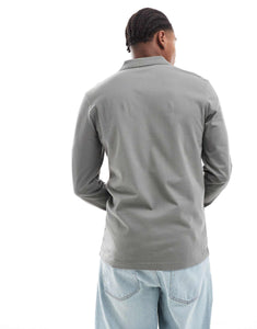 BOSS Orange passerby long sleeve polo shirt grey