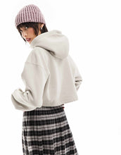 Load image into Gallery viewer, Obey bold logo cropped hoodie beige