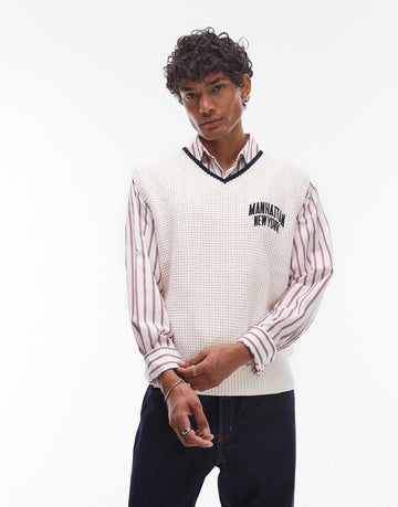 Tommy Jeans manhattan sweater vest off white