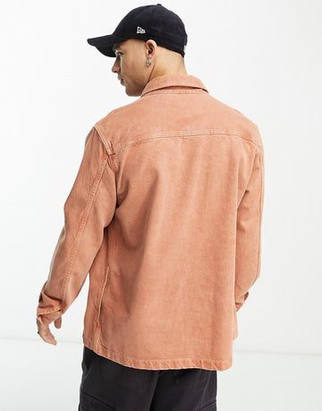 HUGO Enalu oversized overshirt washed orange