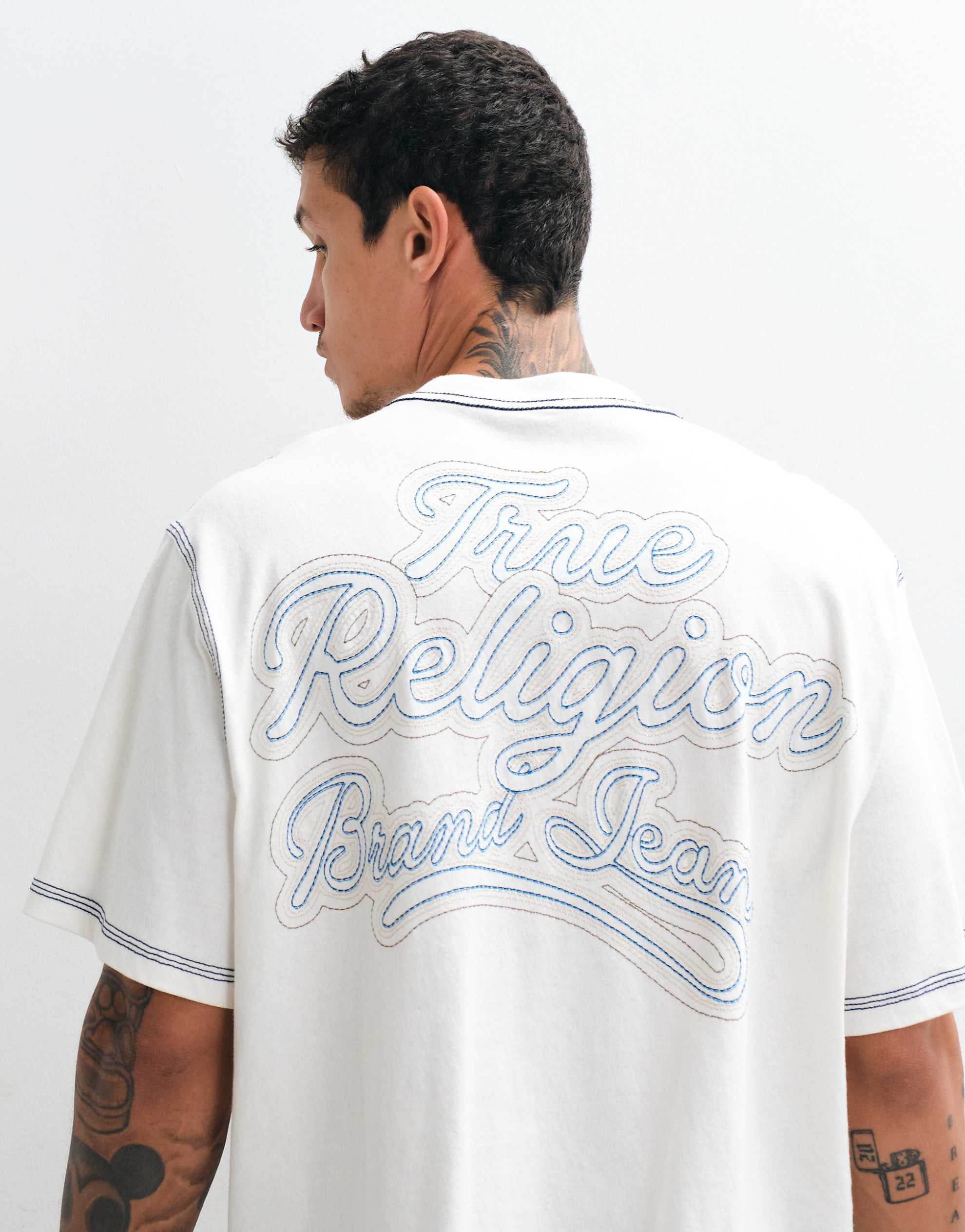True Religion short sleeve rope script back t-shirt black.