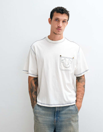 True Religion short sleeve rope script back t-shirt black.