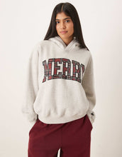 Load image into Gallery viewer, Abercrombie &amp; Fitch holiday graphic hoodie grey